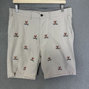 S Castaway Nantucket Island Shorts Mens 34 Beige University Of‎ Virginia Nylon